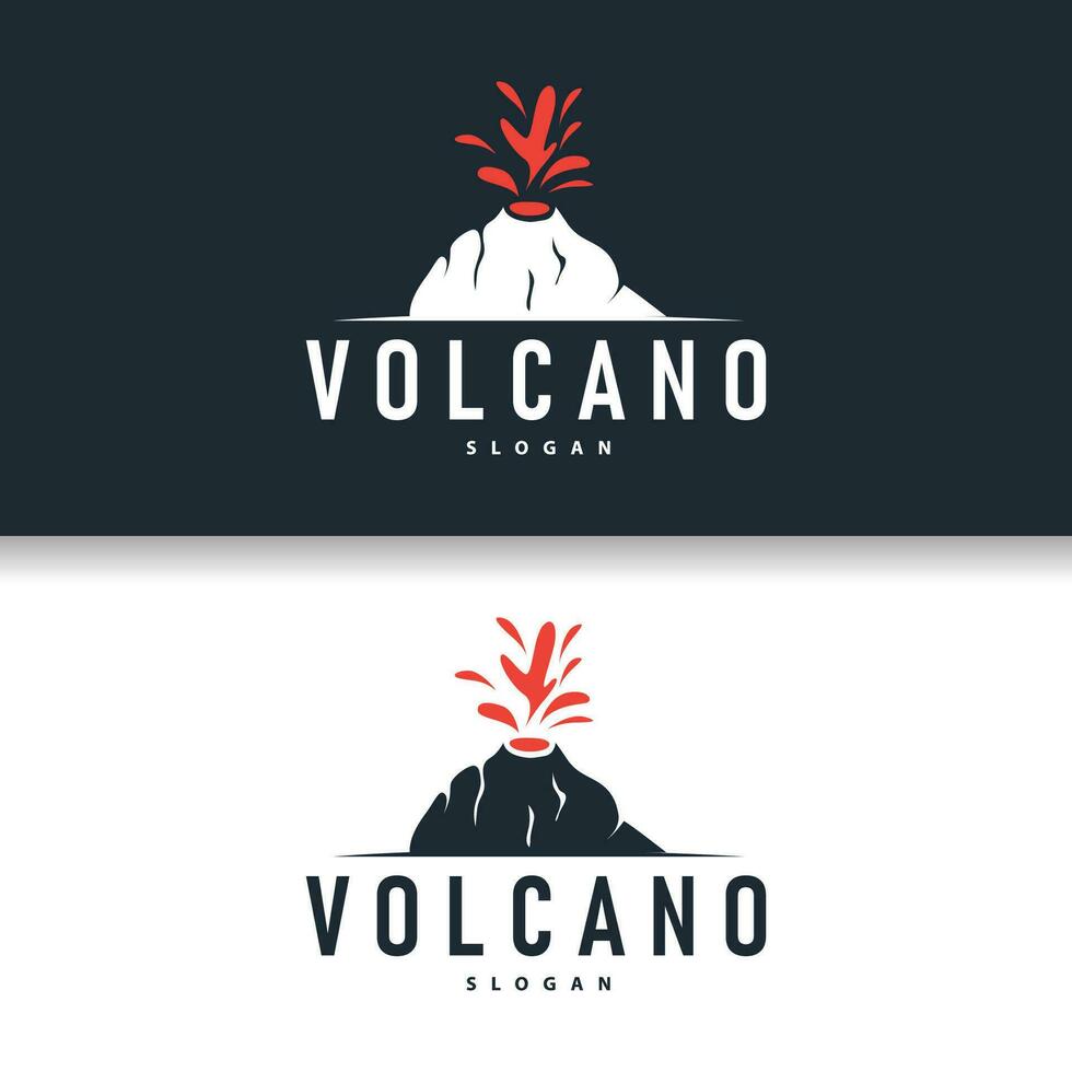 volcan logo illustration silhouette conception volcan Montagne éclater avec Facile rochers et lave vecteur