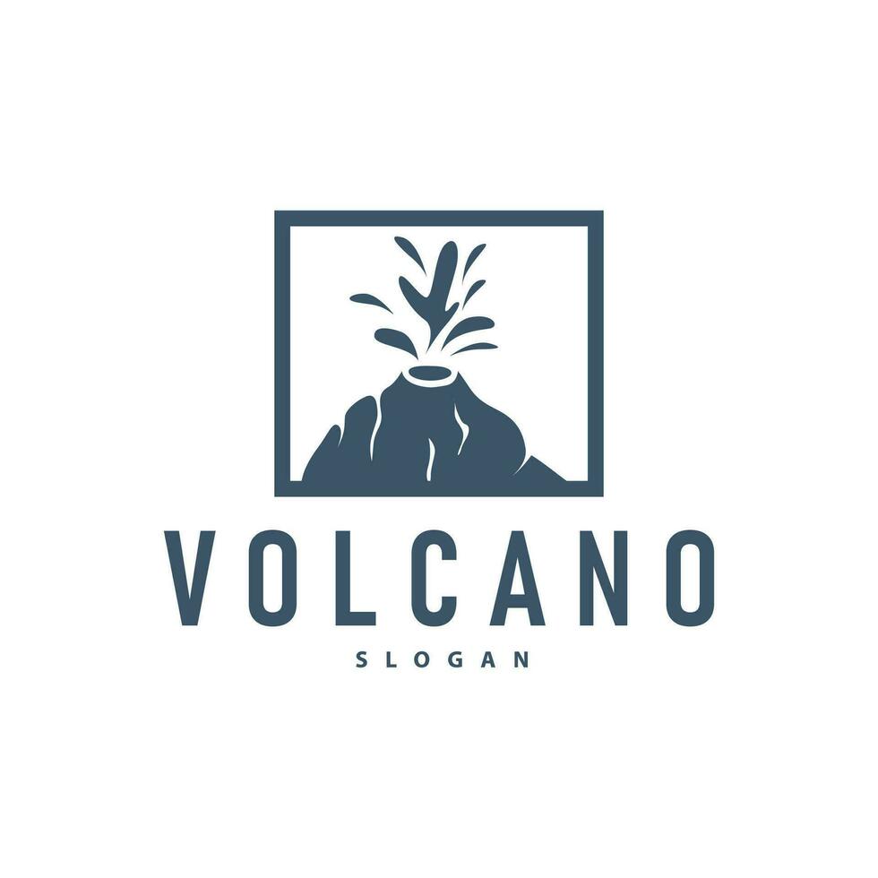 volcan logo illustration silhouette conception volcan Montagne éclater avec Facile rochers et lave vecteur