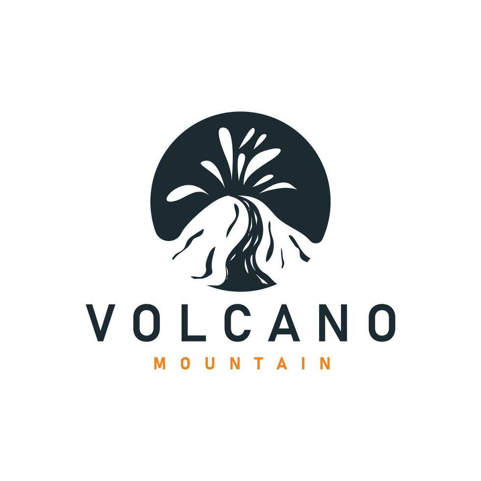 volcan logo illustration silhouette conception volcan Montagne éclater avec Facile rochers et lave vecteur