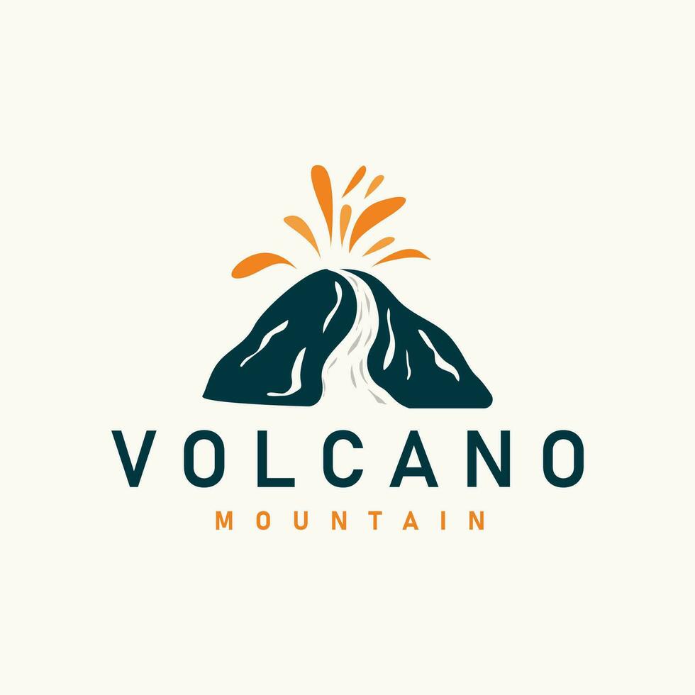 volcan logo illustration silhouette conception volcan Montagne éclater avec Facile rochers et lave vecteur