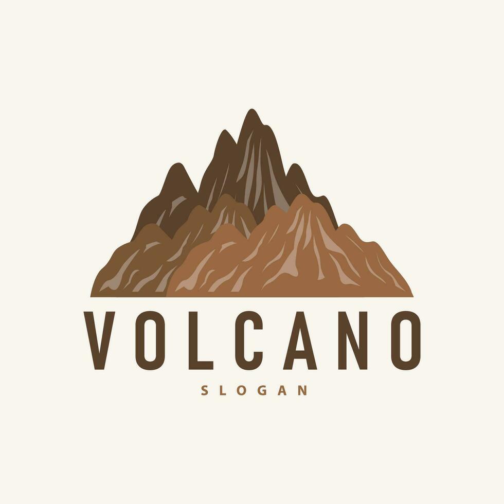 volcan logo illustration silhouette conception volcan Montagne éclater avec Facile rochers et lave vecteur