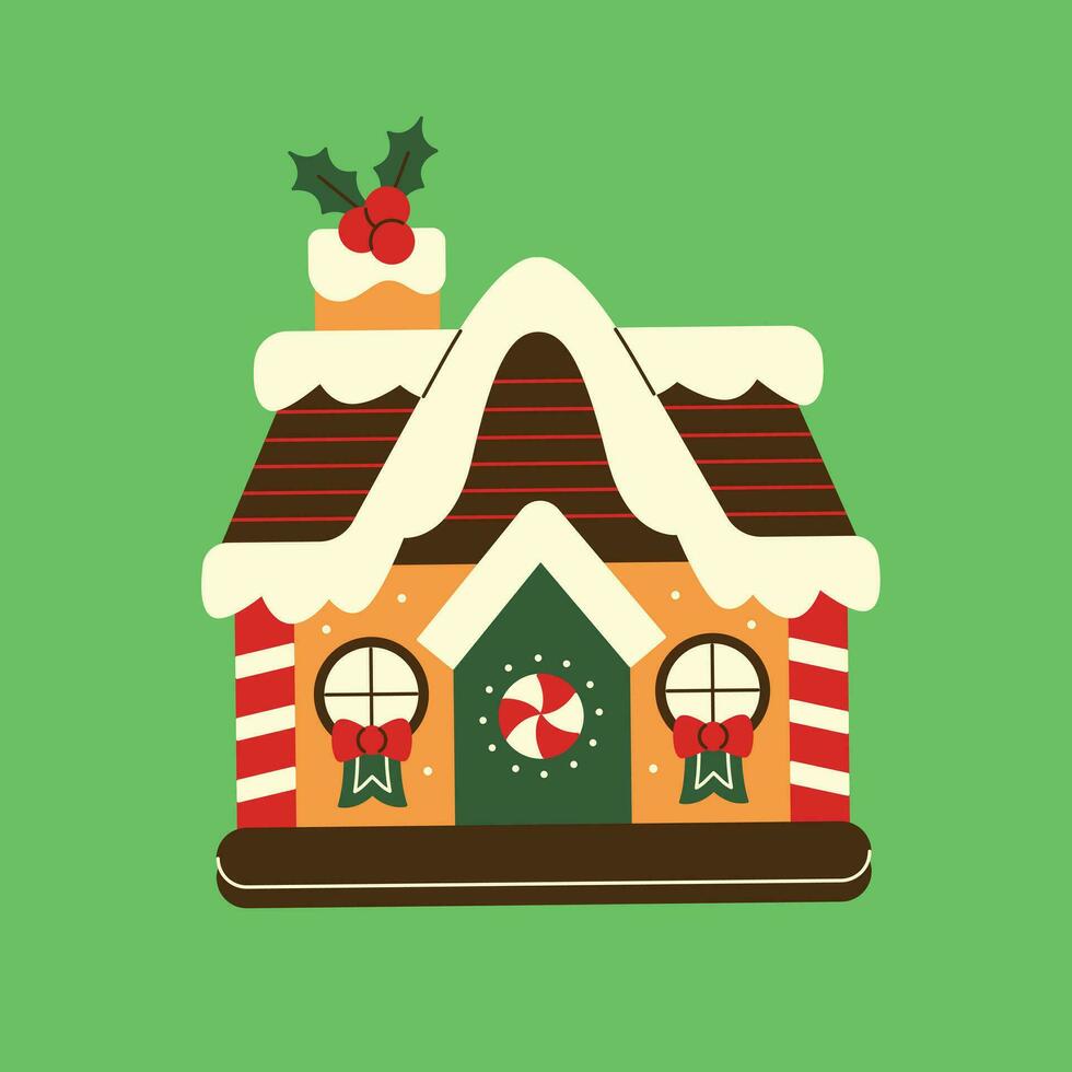 dessin de une Noël maison, un dessin animé maison avec une Père Noël chapeau sur Haut vecteur