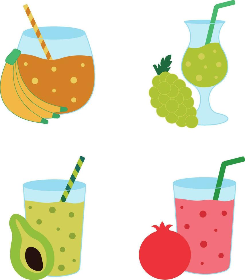 fruit jus smoothie sur blanc Contexte. avec nombreuses les types de fruit. vecteur illustration