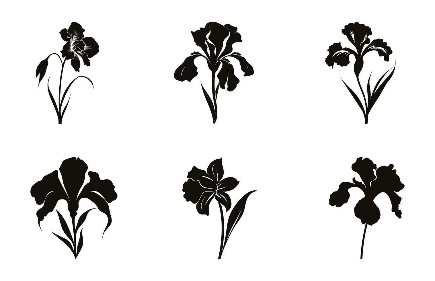 iris fleur silhouette vecteur ensemble, iris fleurs clipart paquet