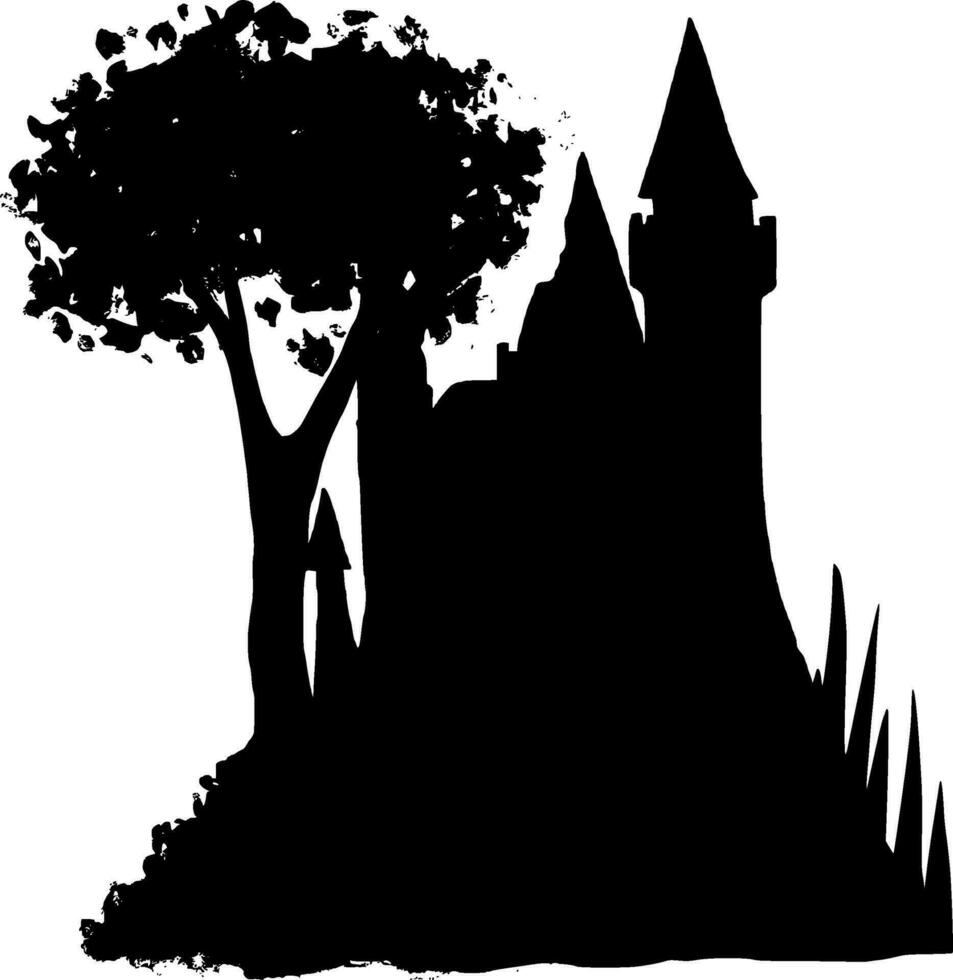Château silhouette vecteur sur blanc Contexte