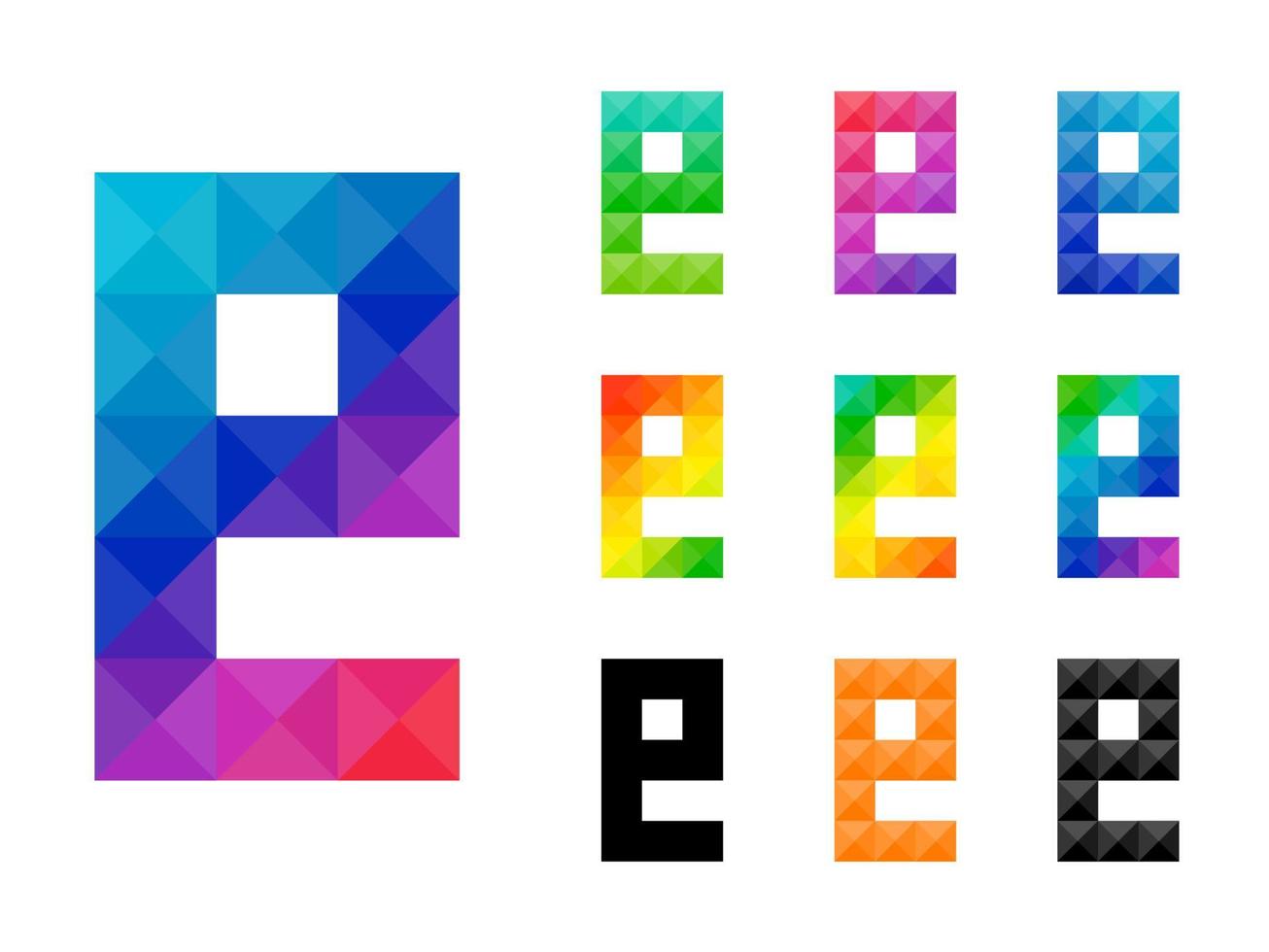 ensemble d'alphabet coloré petite lettre e logo icône 3d vecteur