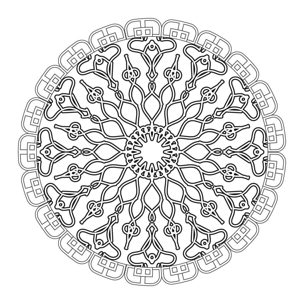 mandala noir et blanc avec motif floral. coloriage. vecteur