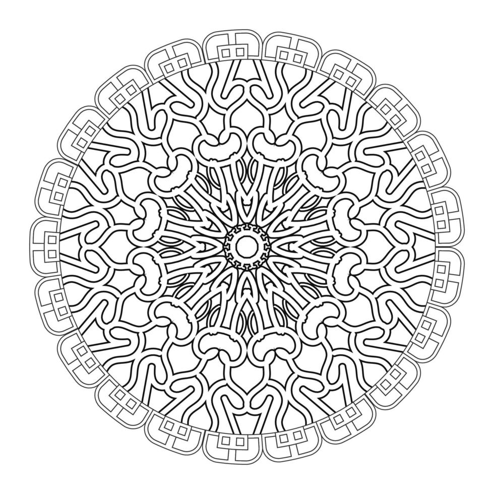mandala noir et blanc avec motif floral. coloriage. vecteur