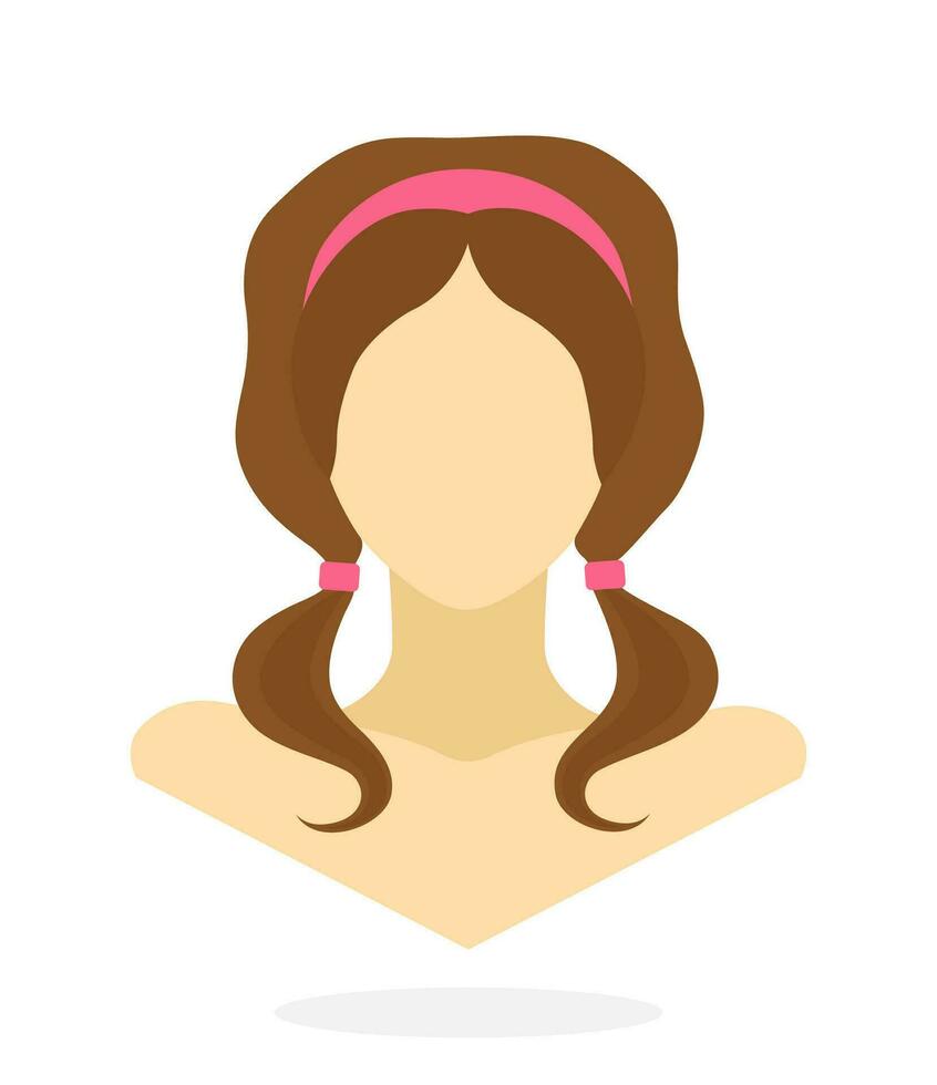 plat style avatar de caucasien femmes avec deux longue nattes. vecteur illustration. conception élément isolé sur blanc Contexte
