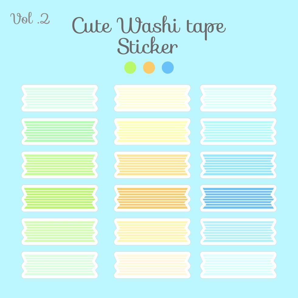 Adorables autocollants en washi tape avec une grande collection de couleurs qui peuvent être imprimées et vendues. illustration vectorielle vecteur