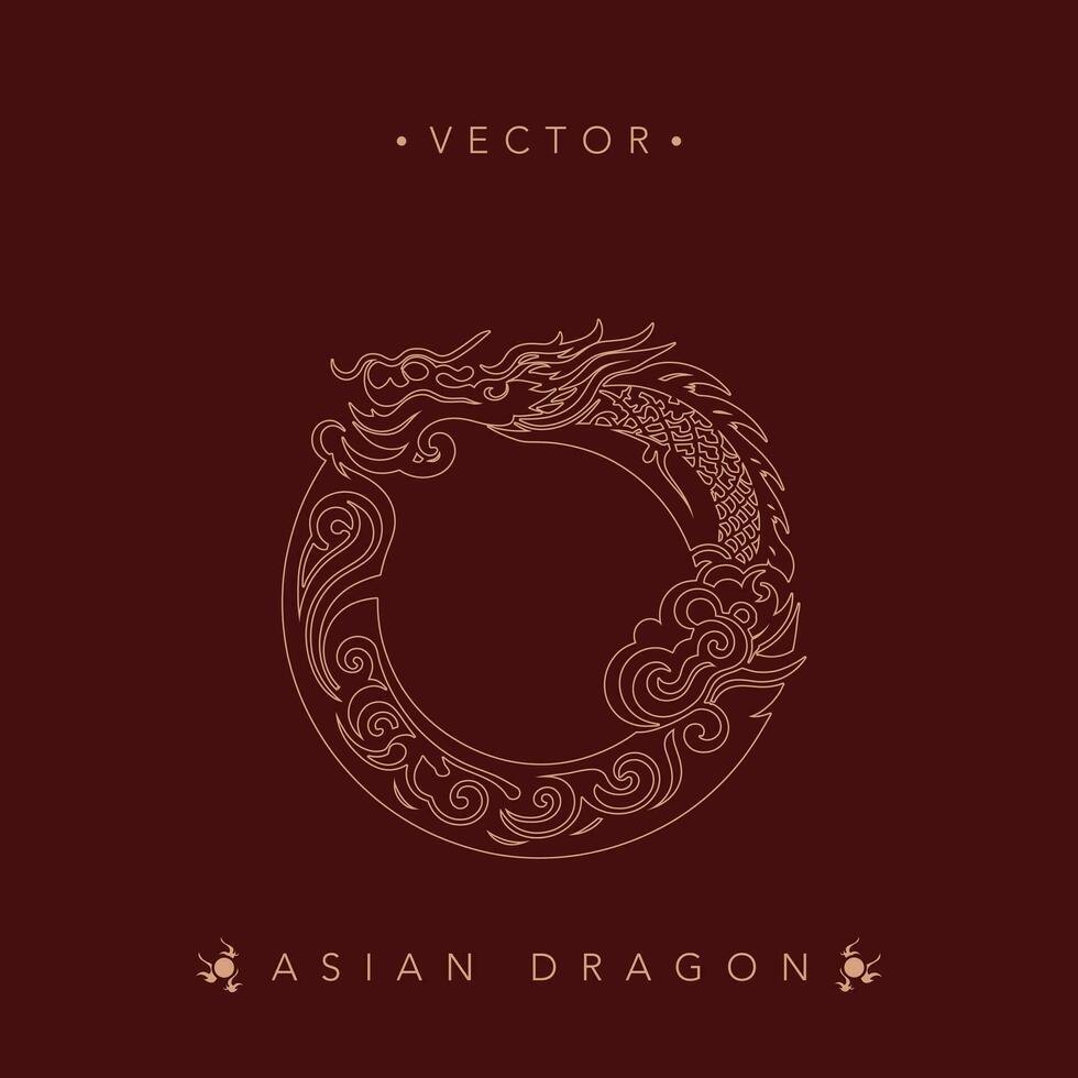 circulaire dragon motif dans traditionnel asiatique style vecteur