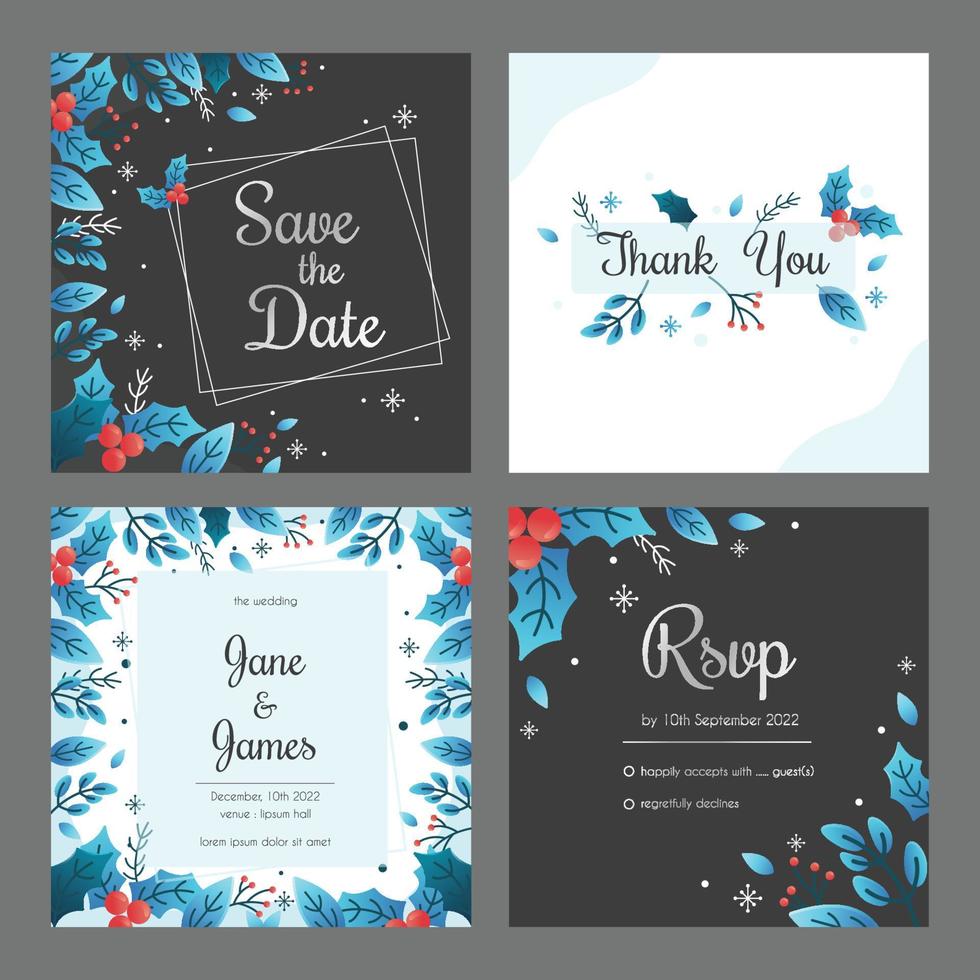 modèle d'invitation de mariage d'hiver vecteur