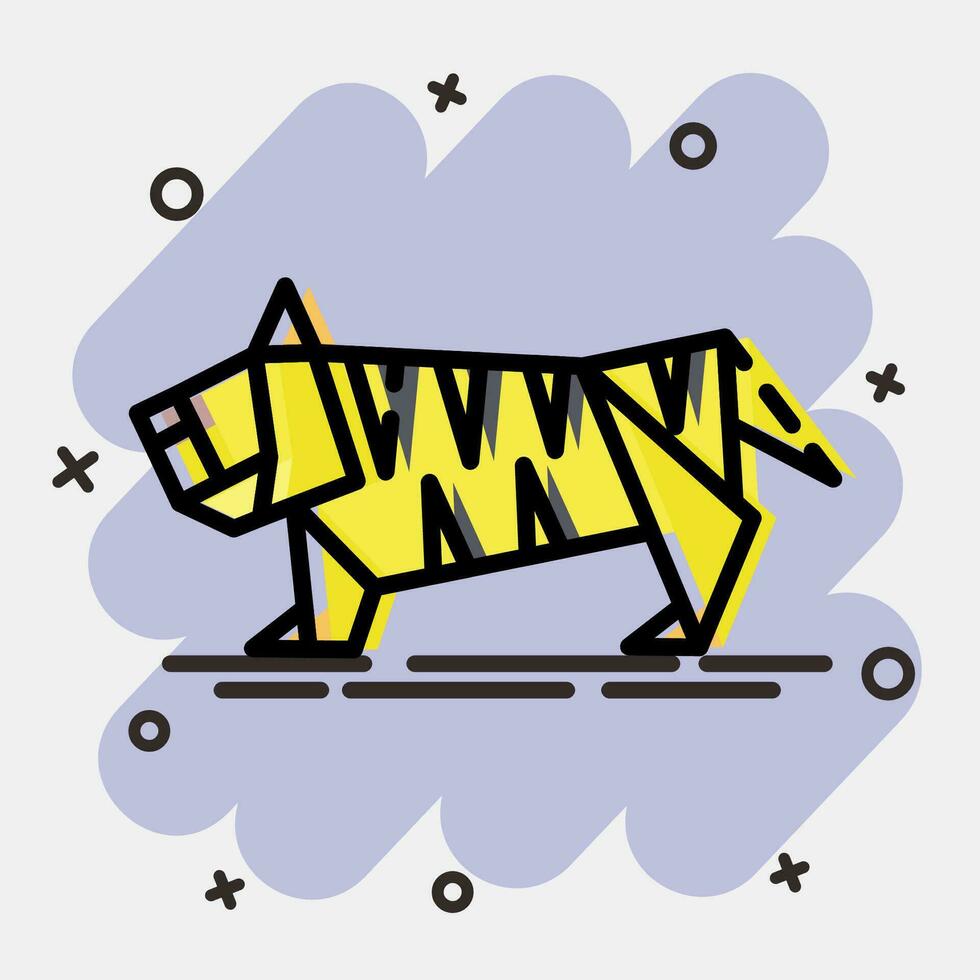 icône tigre origami. chinois zodiaque éléments. Icônes dans bande dessinée style. bien pour impressions, affiches, logo, publicité, décoration, infographie, etc. vecteur