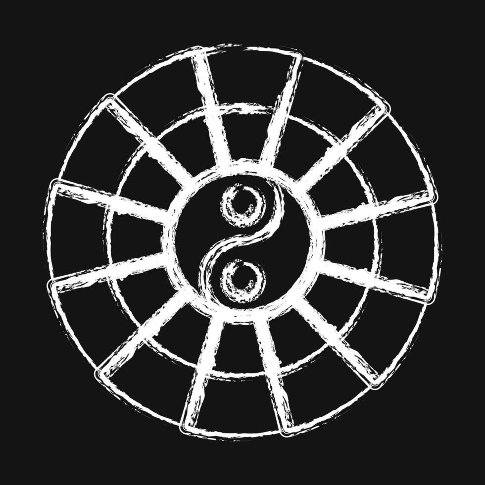 icône yin Yang symbole. chinois zodiaque éléments. Icônes dans craie style. bien pour impressions, affiches, logo, publicité, décoration, infographie, etc. vecteur