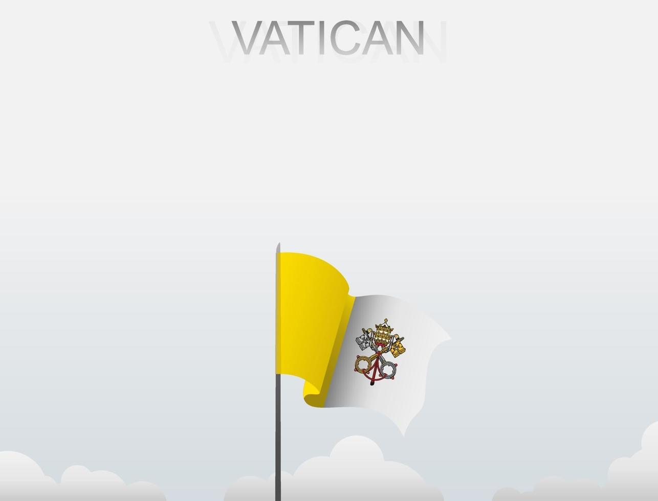 le drapeau du vatican flotte sur un poteau qui se dresse sous le ciel blanc vecteur