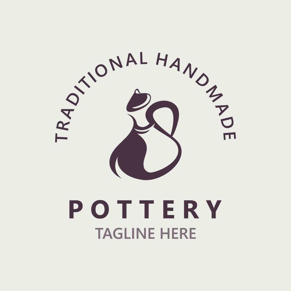 poterie logo conception Fait main, Créatif traditionnel agresser artisanat concept inspiration la nature atelier vecteur