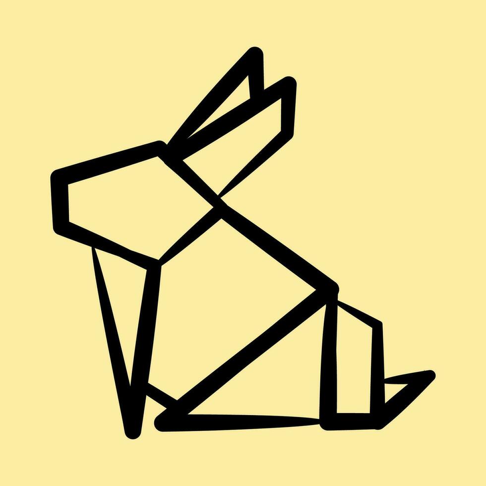 icône lapin origami. chinois zodiaque éléments. Icônes dans main tiré style. bien pour impressions, affiches, logo, publicité, décoration, infographie, etc. vecteur