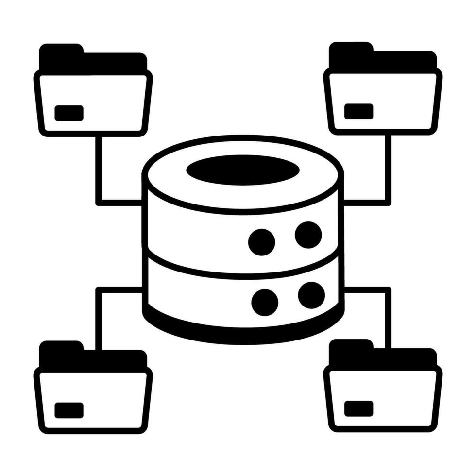 la toile hébergement et base de données ligne icône vecteur