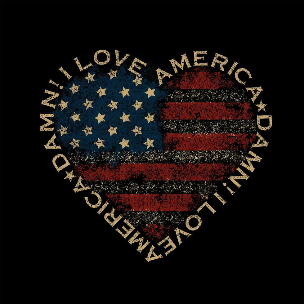 je l'amour américain drapeau t chemise conception vecteur