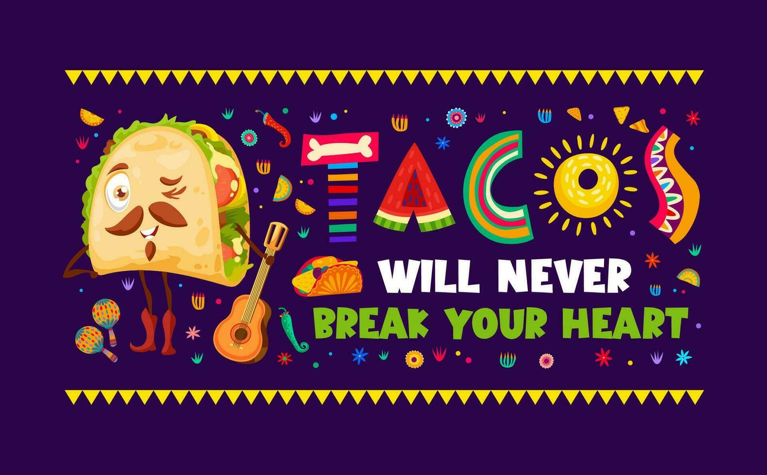 citation tacos volonté jamais Pause votre cœur, mexicain vecteur