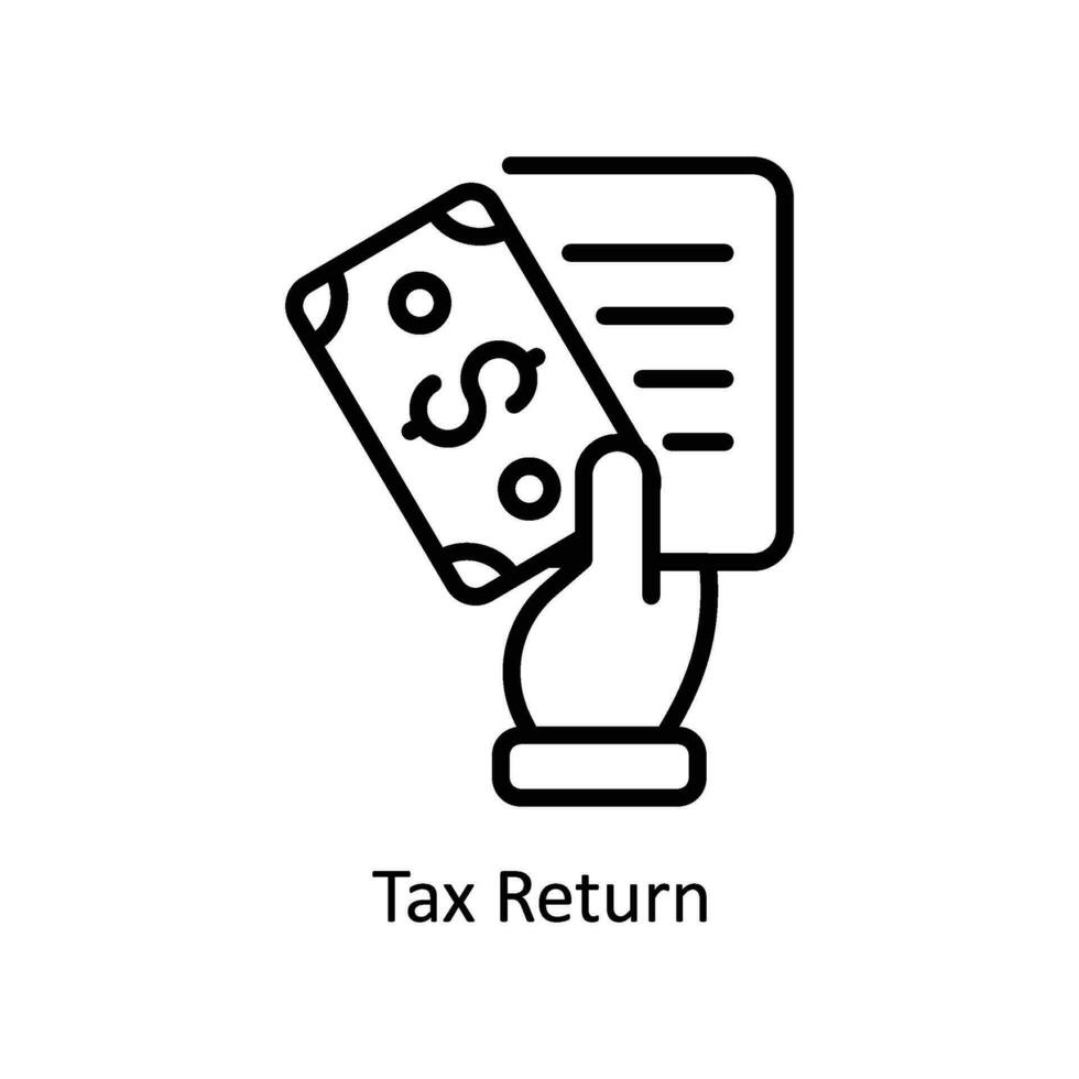 impôt revenir vecteur contour icône conception illustration. affaires et la gestion symbole sur blanc Contexte eps dix fichier