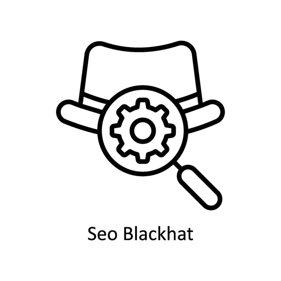 seo noir chapeau vecteur contour icône conception illustration. affaires et la gestion symbole sur blanc Contexte eps dix fichier