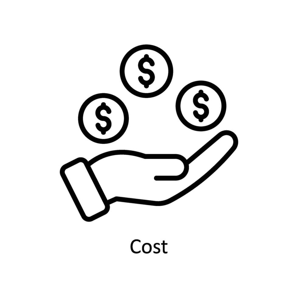 Coût vecteur contour icône conception illustration. affaires et la gestion symbole sur blanc Contexte eps dix fichier