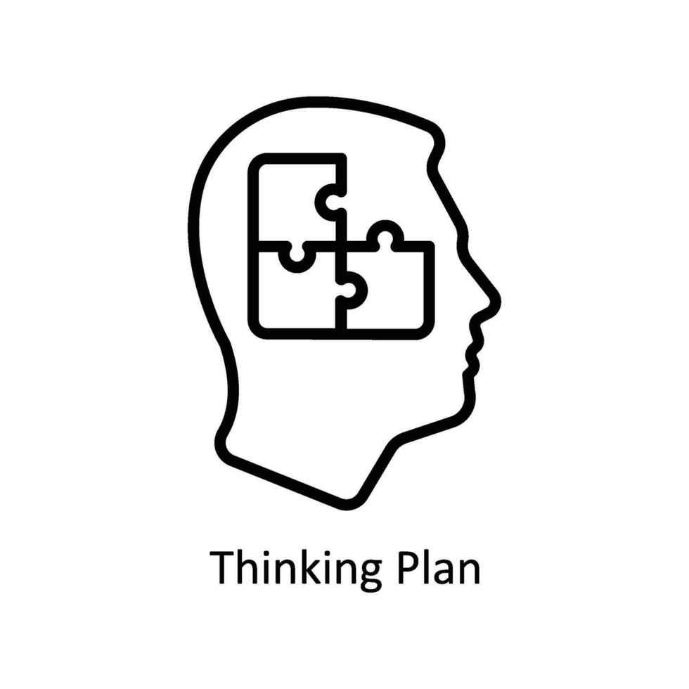 en pensant plan vecteur contour icône conception illustration. affaires et la gestion symbole sur blanc Contexte eps dix fichier