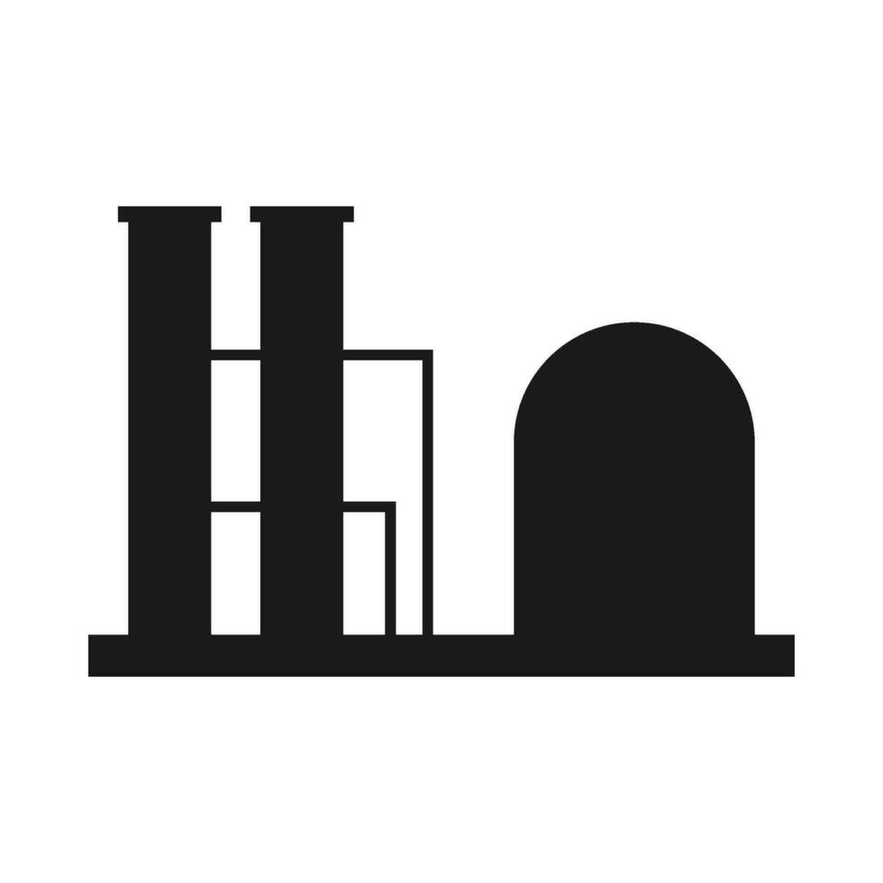 usine bâtiment silhouette illustration sur isolé Contexte vecteur
