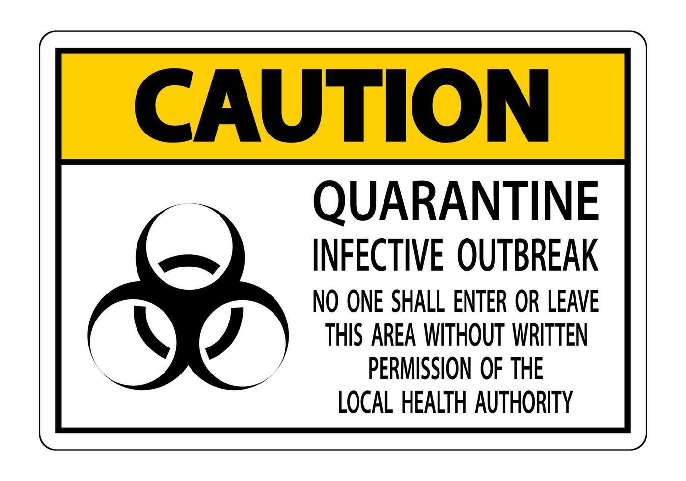 Attention, quarantaine, signe d'épidémie infectieuse, isoler sur fond transparent, illustration vectorielle vecteur