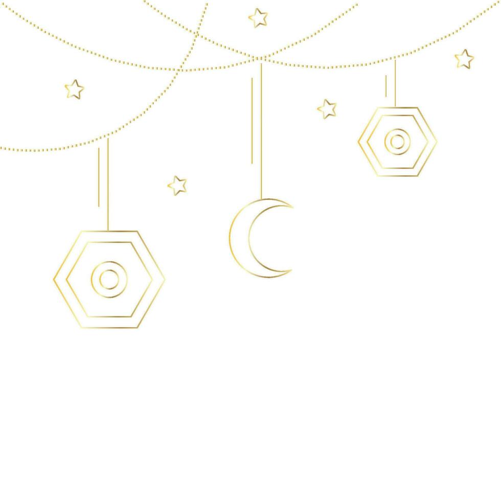 Ramadan kareem d'or ligne illustration vecteur