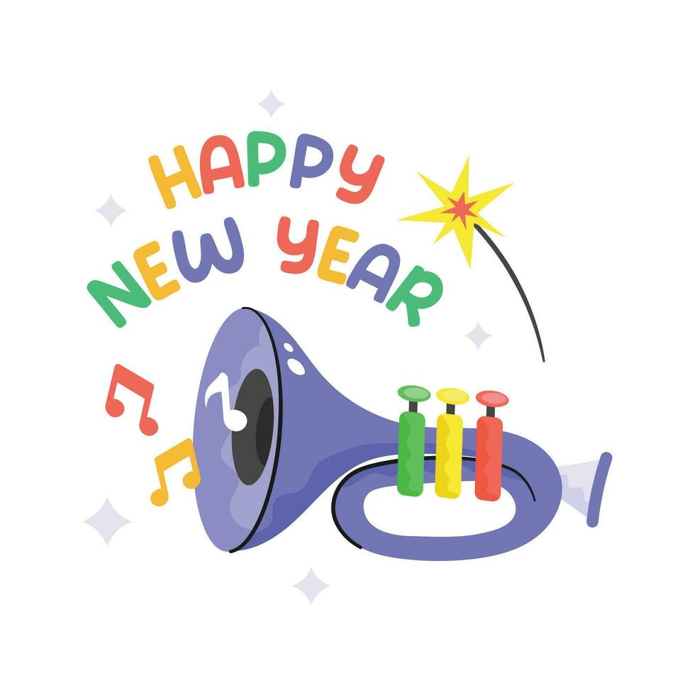 content Nouveau année fête vecteur conception, trompette icône, Nouveau année 2024 fête fête