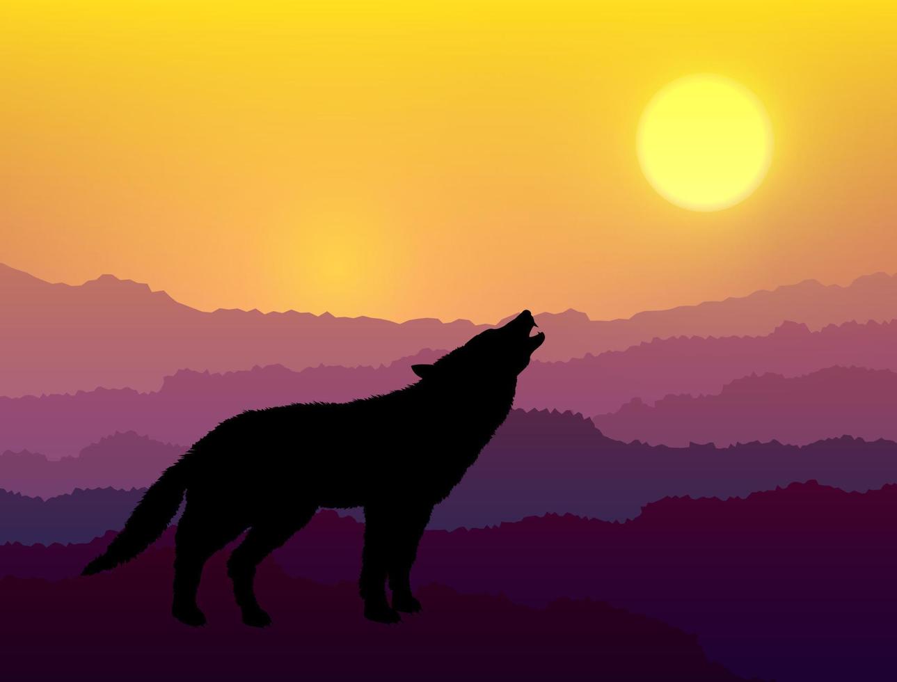 loup hurlant au clair de lune, concept d'illustration vectorielle. vecteur