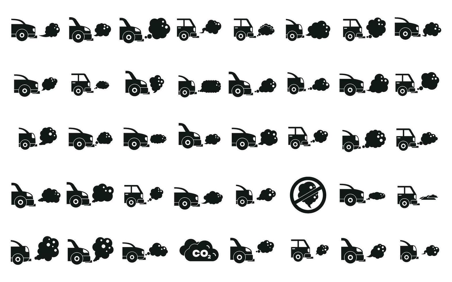 circulation fumées Icônes ensemble Facile vecteur. climat gaz voiture vecteur