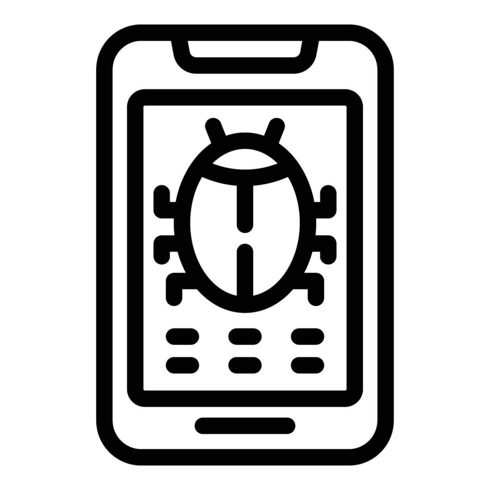 mobile app punaise icône contour vecteur. application Logiciel débogage vecteur