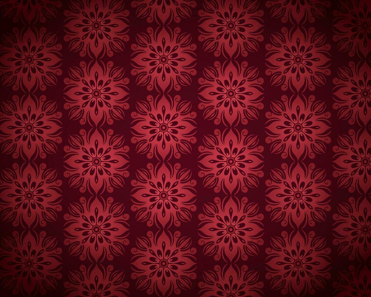 rouge floral fond d'écran avec symétrique fleurs vecteur
