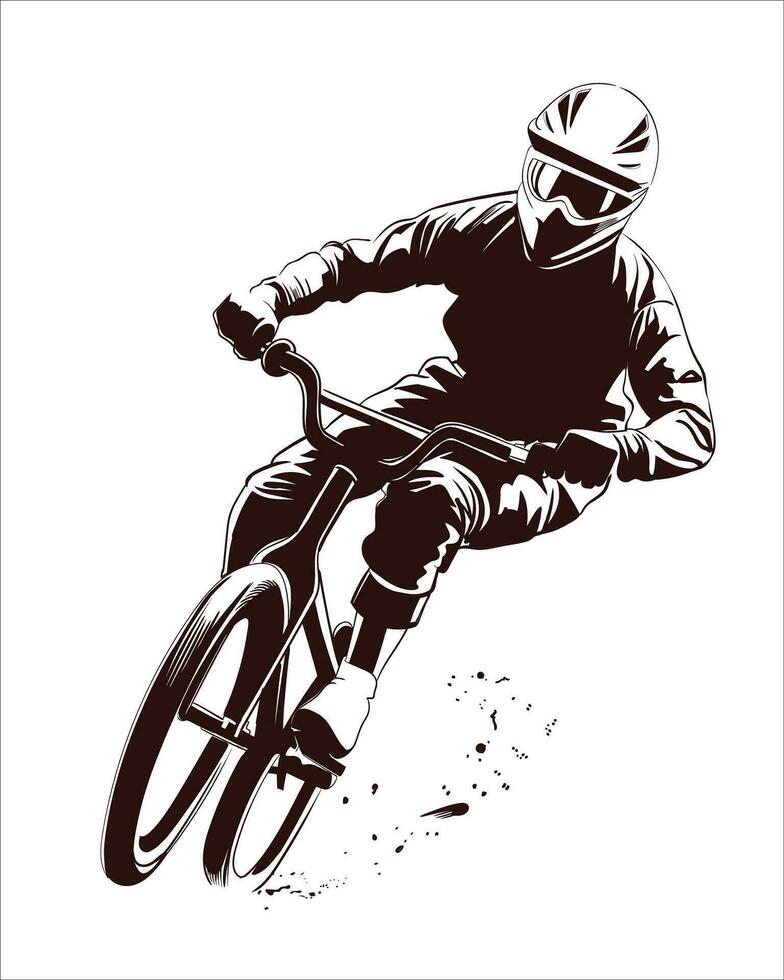 illustration de bmx courses Vélos dans un extrême sport silhouette, soulignant le concept de extrême des sports vecteur