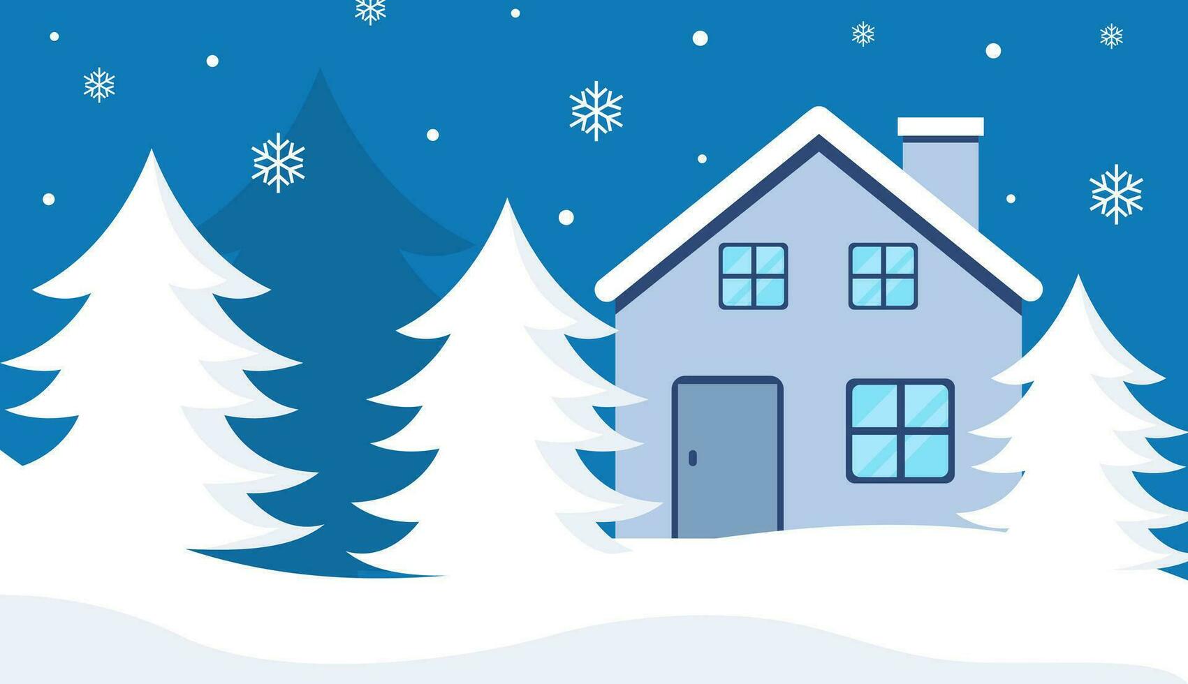 neige hiver maison et arbre illustration, vecteur art paysage pour hiver et Nouveau année vacances. plat conception style vecteur illustration