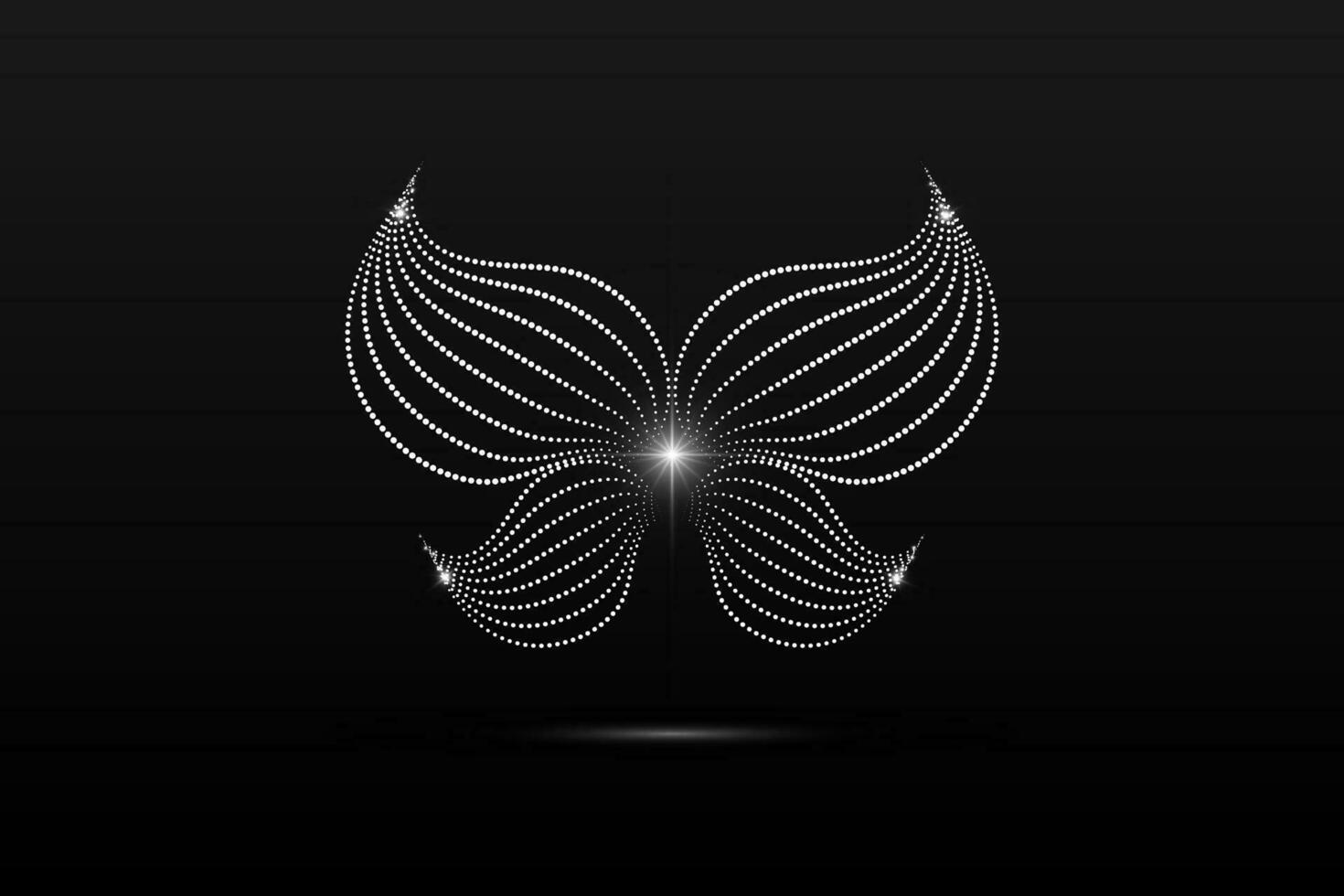 argent ailes linéaire ondulé abstrait sur une noir Contexte. ange ailes. vecteur graphique