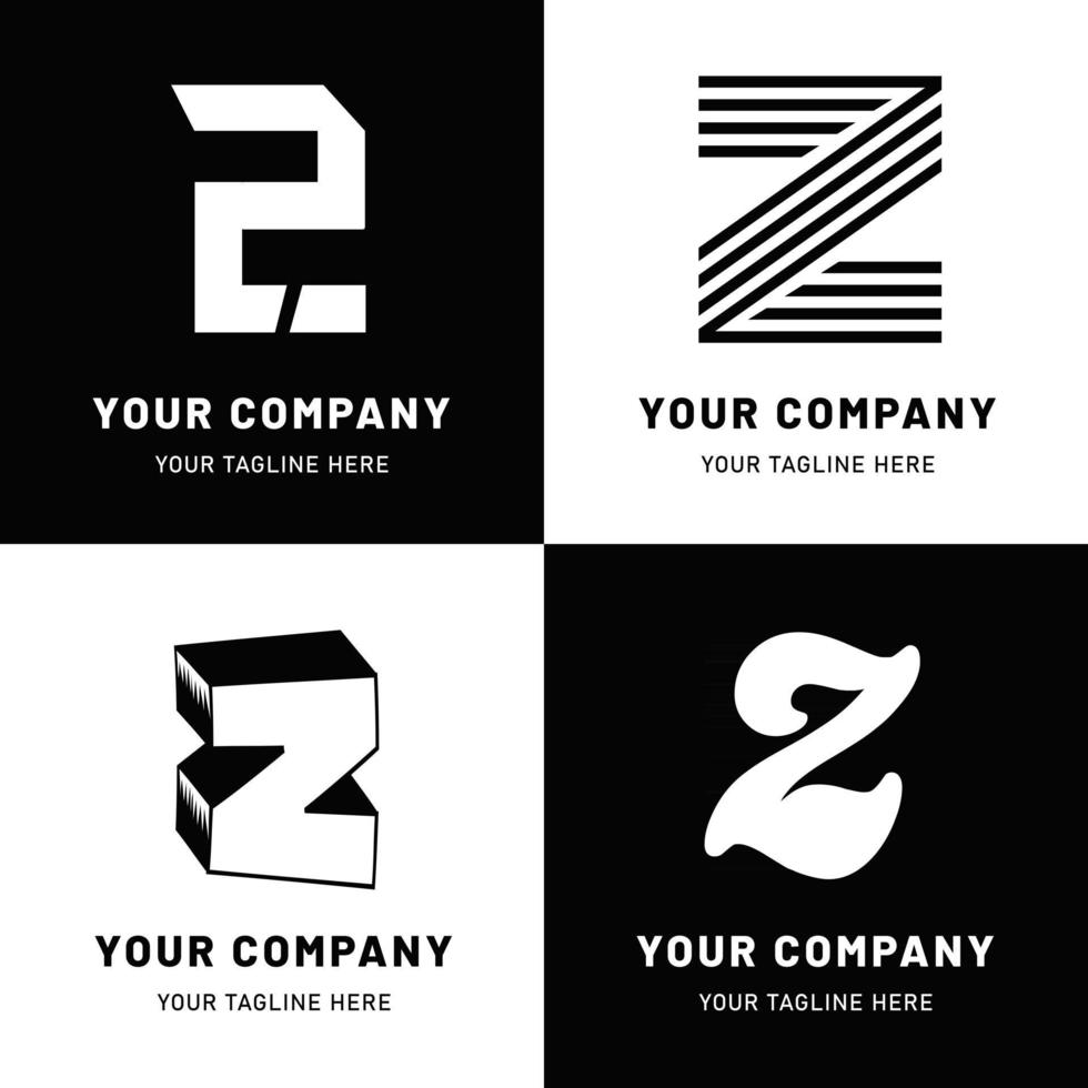 ensemble de logos lettre z noir et blanc vecteur