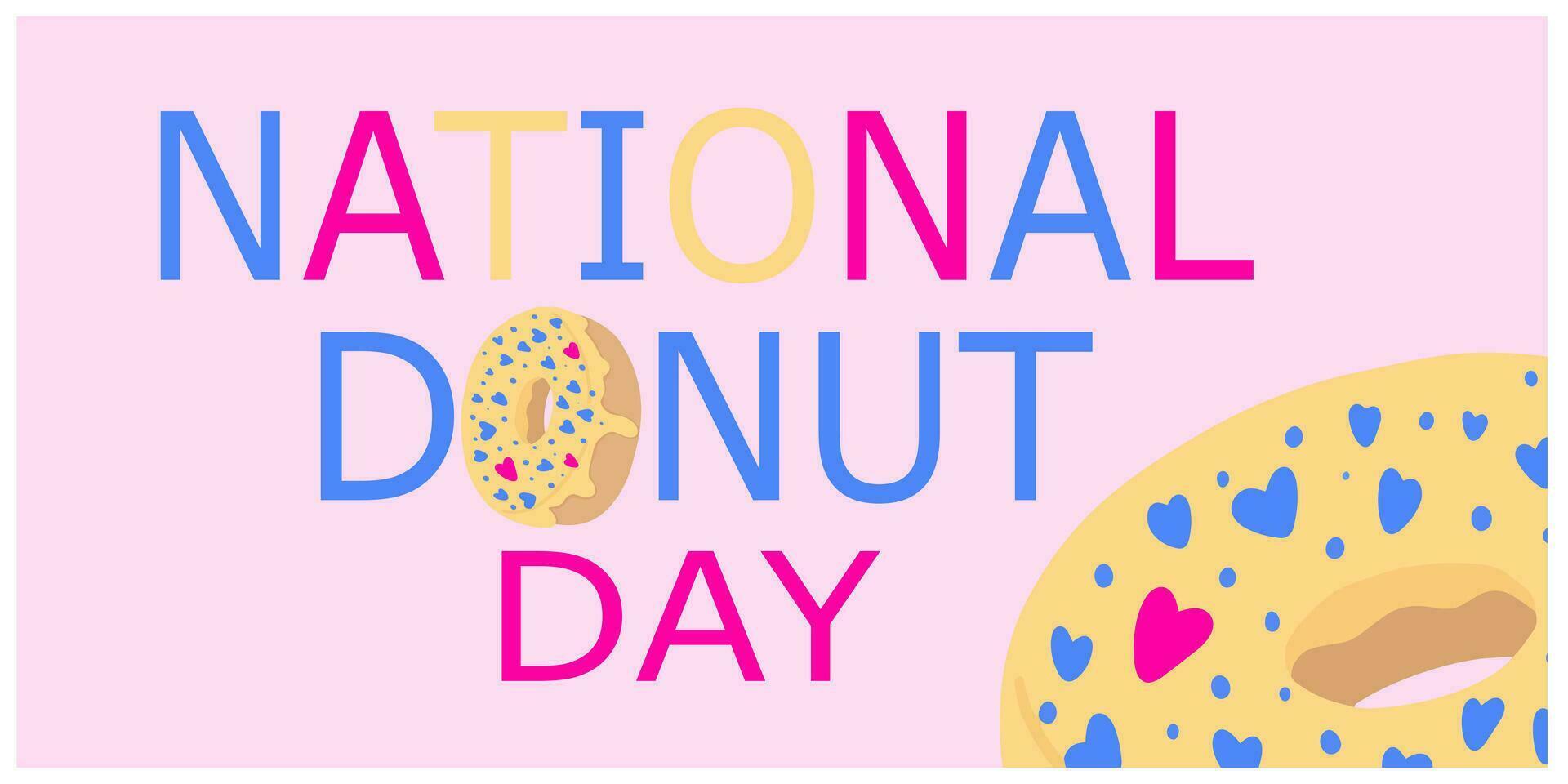 nationale Donut journée caractères avec rose Donut. vecteur illustration. dessin animé