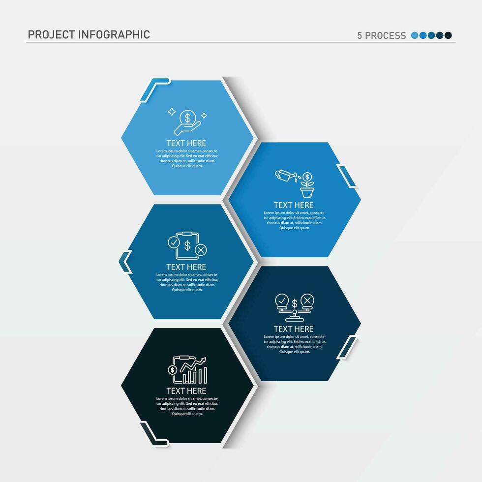 infographie processus conception avec Icônes et 5 les options ou pas. vecteur