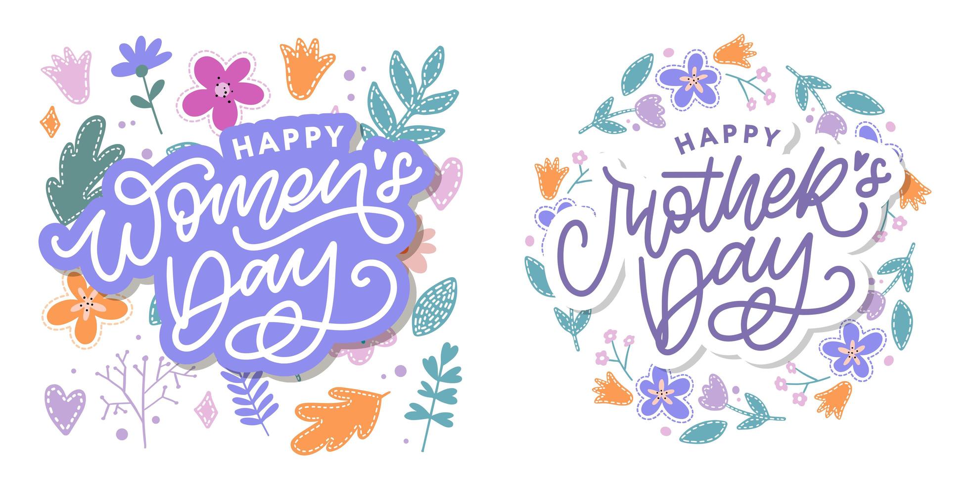conception de carte de voeux élégante avec texte élégant fête des mères sur fond décoré de fleurs colorées. vecteur