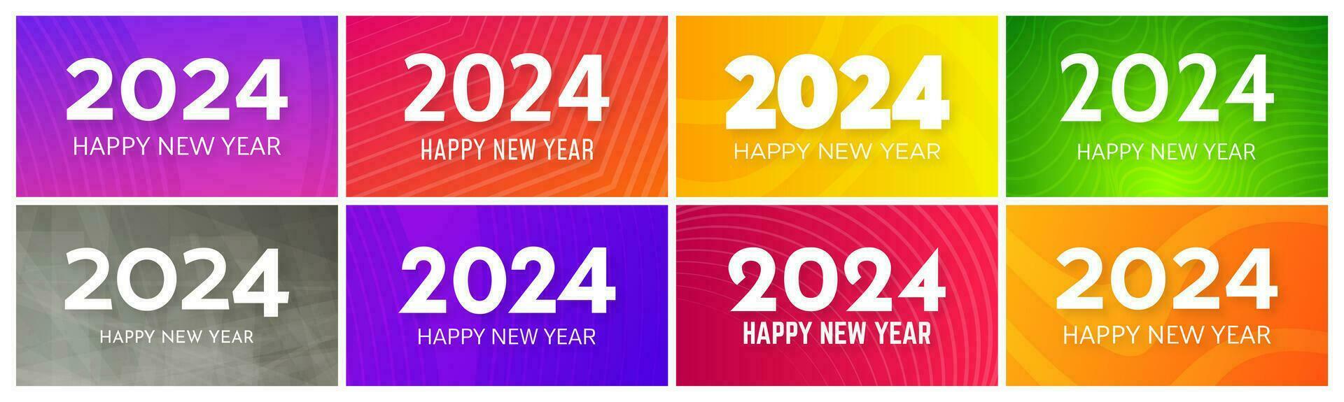 2024 content Nouveau année sur coloré arrière-plans vecteur