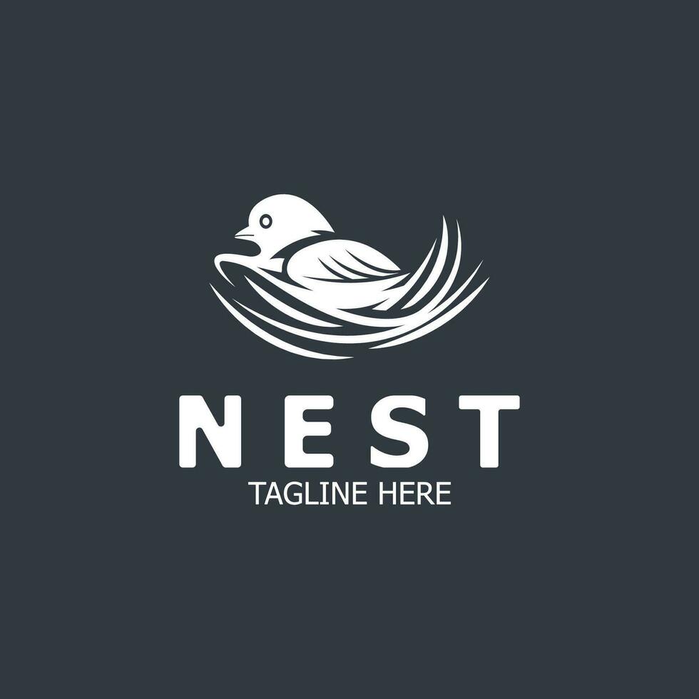 oiseau nid logo Naturel racine et feuille habitat oiseau maison isolé modèle vecteur