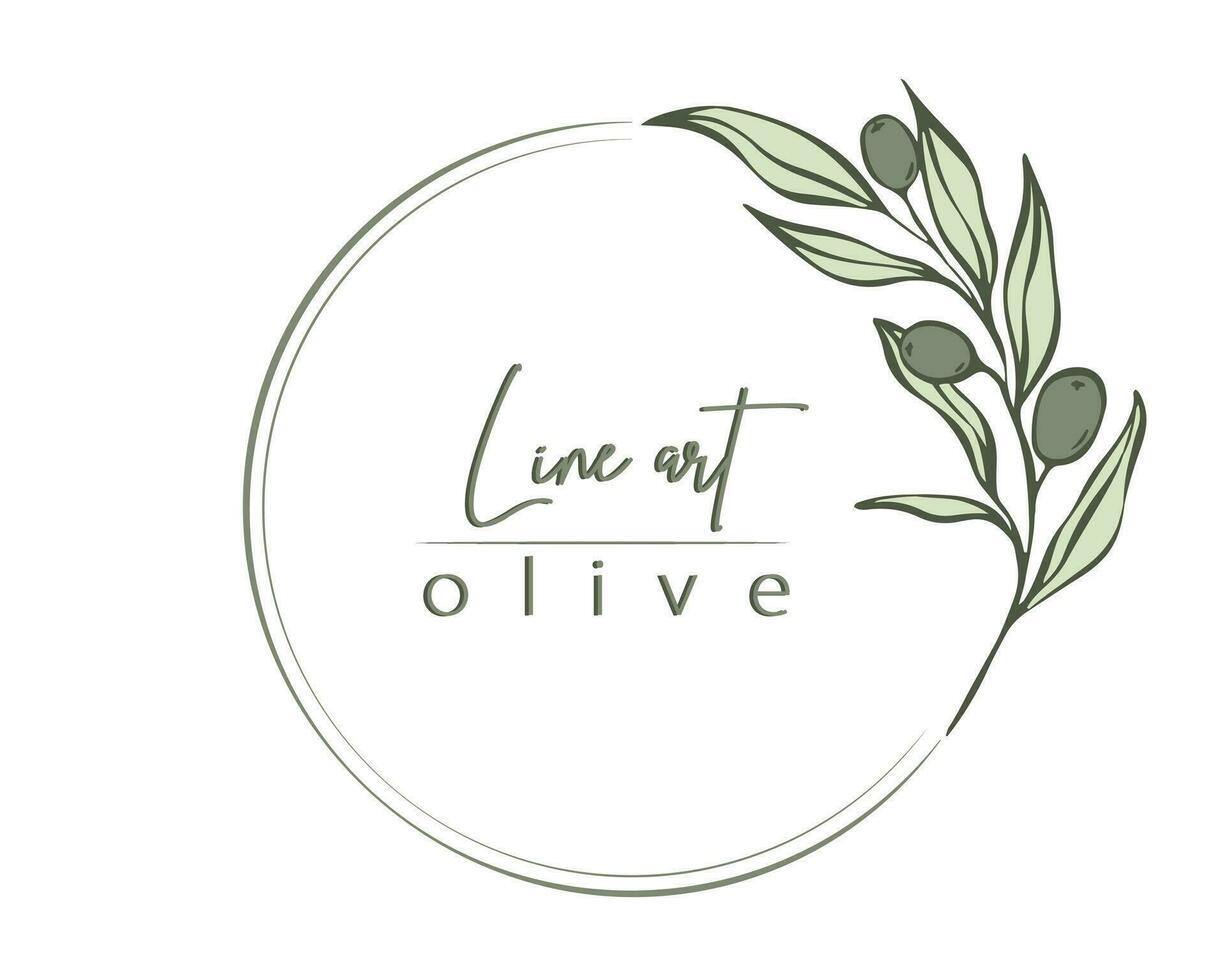 botanique ligne illustration de olive feuilles, branche couronne pour mariage invitation et cartes, logo conception, la toile, social médias et affiches modèle. élégant minimal style floral vecteur isolé.