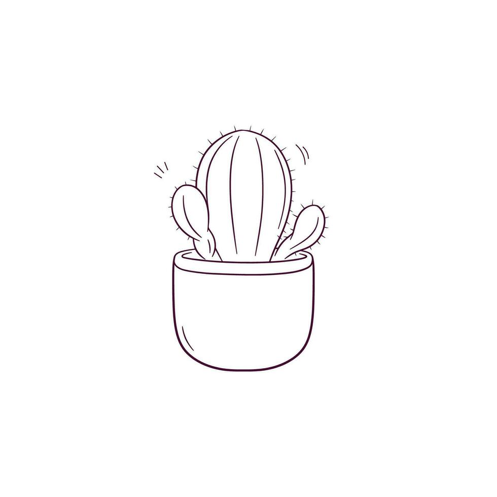 main tiré illustration de cactus dans une pot icône. griffonnage vecteur esquisser illustration