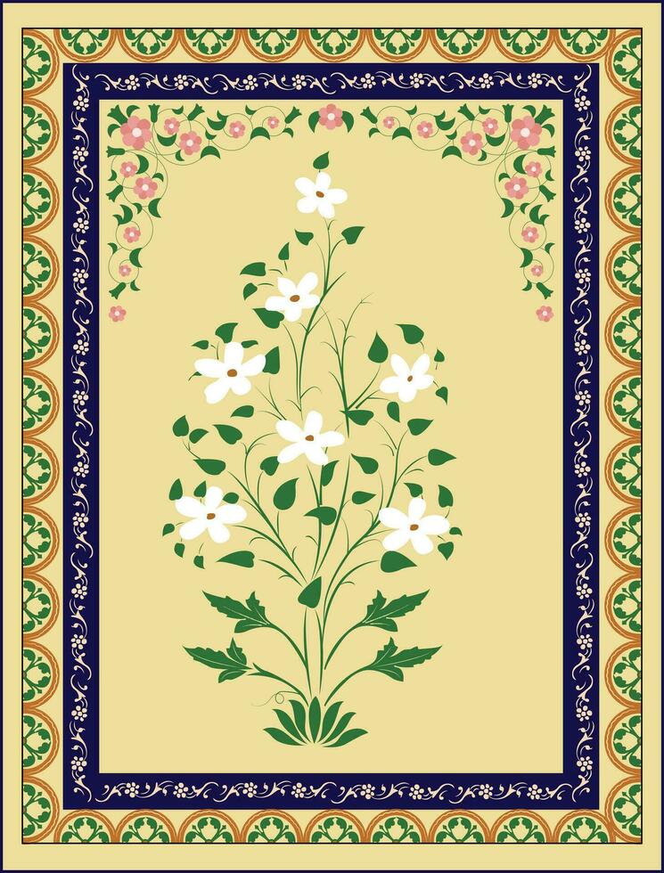Mughal traditionnel coloré cambre porte vecteur modèle, sans couture Indien Mughal fleur motif, magnifique Mughal frontière avec justificatif les frontières pour numérique impressions,