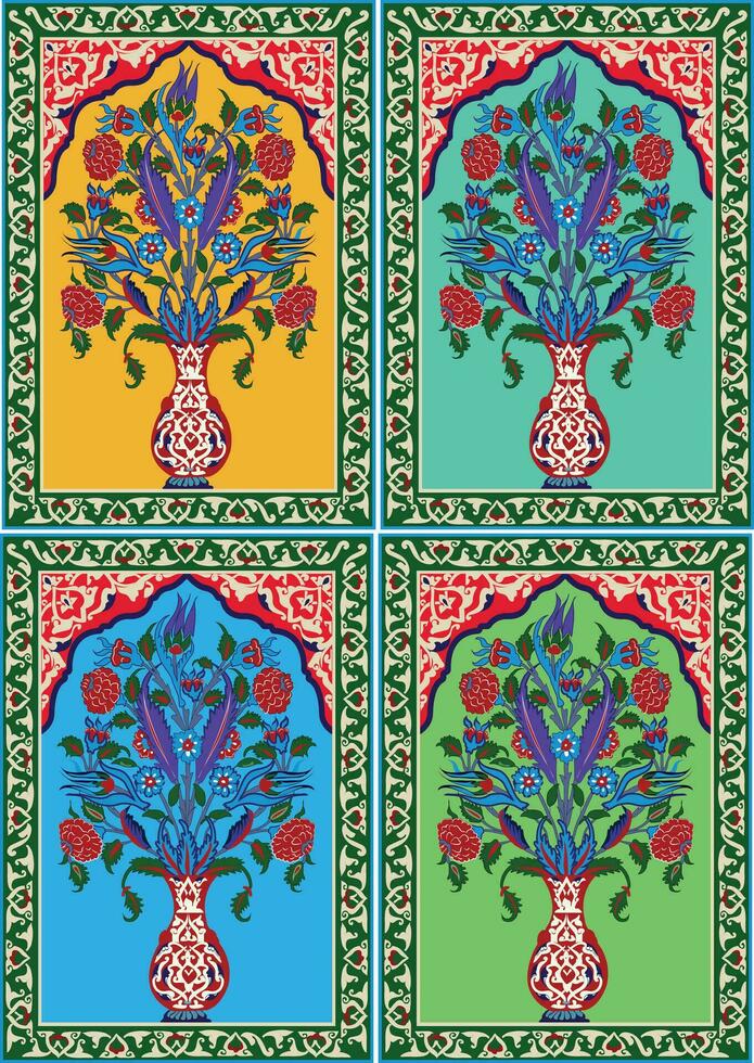 Indien Mughal fleur motif Contexte frontière, sans couture floral mur modèle de le Mughal ère, Mughal traditionnel coloré cambre porte vecteur modèle,