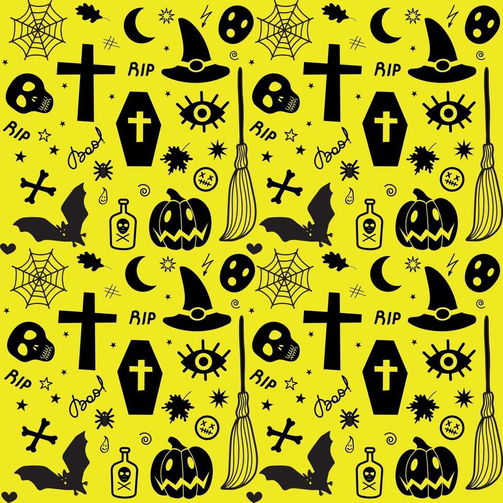 motif d'objets effrayants traditionnels d'halloween. illustration vectorielle vecteur